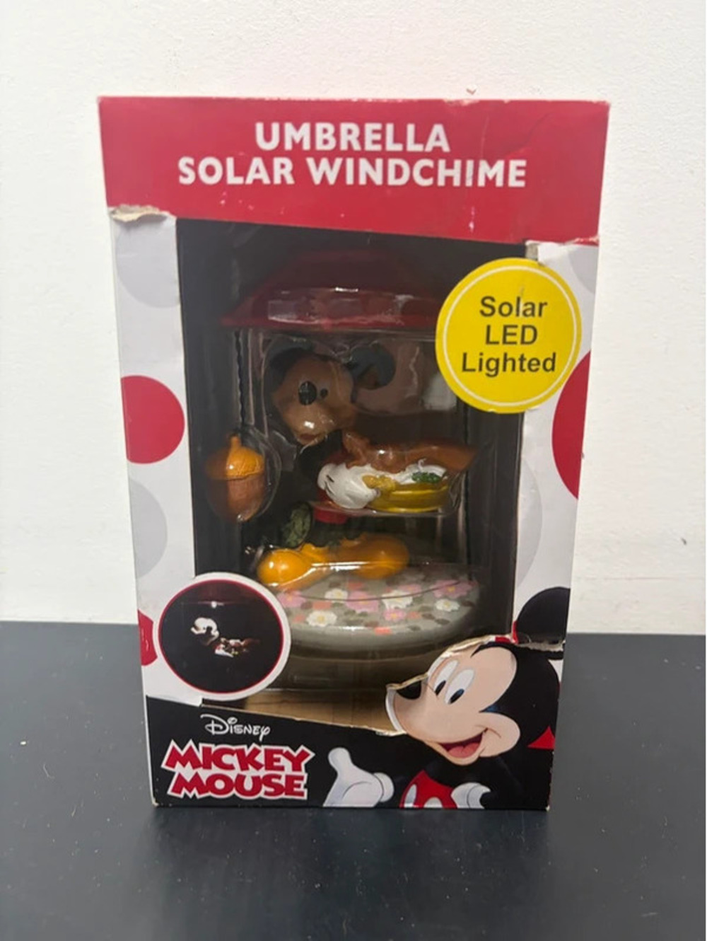 Mickey Mouse Umbrella Solar LED Lighted Windchimes 26”